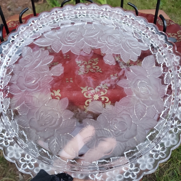 Vintage Soga Crystal Cake Plate - Picture 2 of 5